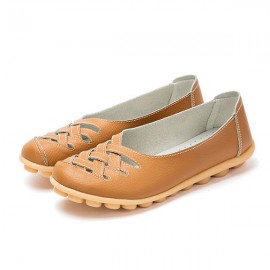 Large Size Colorful Slip On Hollow Out Round Toe Flat Loafers