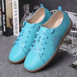Closed Toe Hollow Out Lace Up Casual Flat Shoes