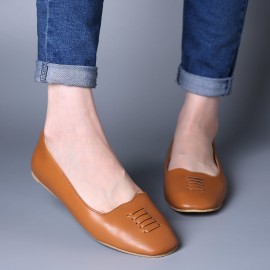 Women Square Toe Comfy Lightweight  Slip On Loafers