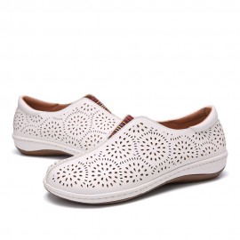 Women Round Toe Elastic Band Hollow Casual Flat Shoes