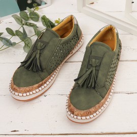 Large Size Women Casual Hollow Out Fringe Loafers