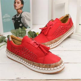 Large Size Women Casual Hollow Out Fringe Loafers