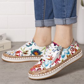 Women Folkways Printing Comfy Non Slip Casual Chunky Flats Shoes