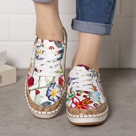 Women Folkways Printing Comfy Non Slip Casual Chunky Flats Shoes