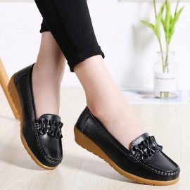 Women Bowknot Stitching Decor Comfy Slip Resistant Casual Loafers