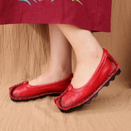 Women Folkways Stricing Comfy Breathable Casual Leather Loafers