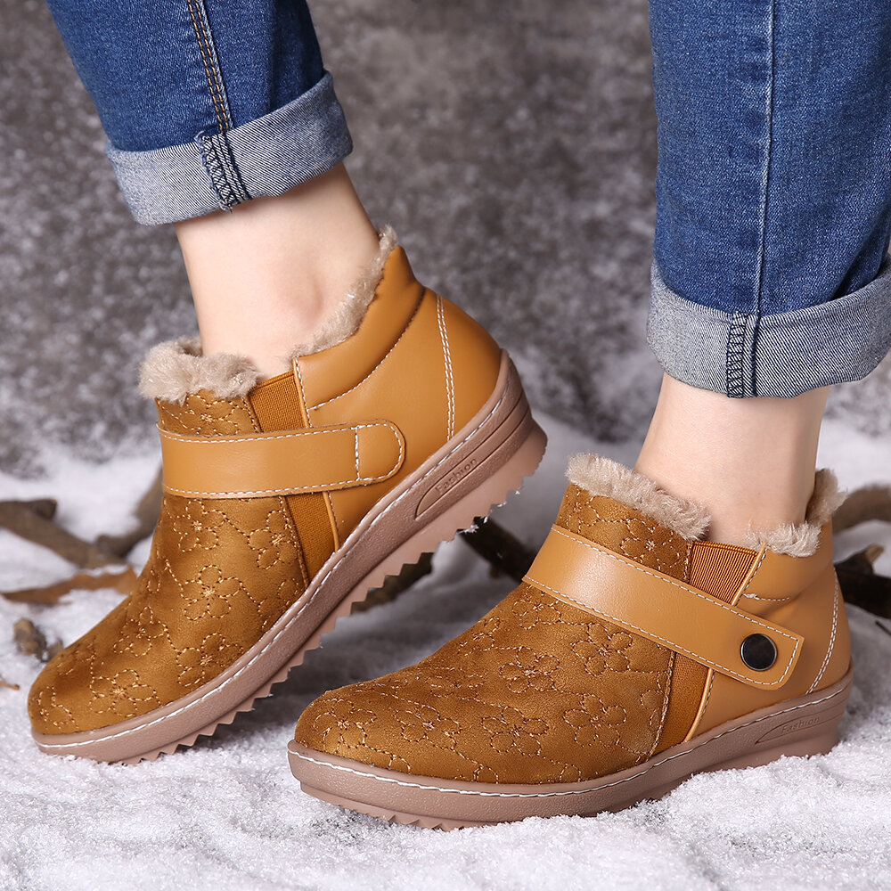Warm Fur Lining Waterproof Leather Casual Ankle Snow Boots