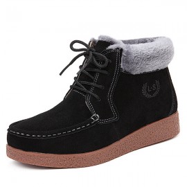 Winter Fur Lining Keep Warm Comfortable Lace Up Ankle Snow Boots