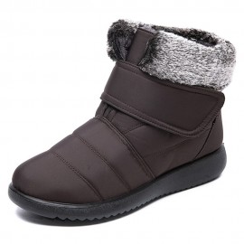 Women Large Size Warm Lined Hook Loop Plus Velvet Ankle Snow Boots