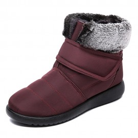 Women Large Size Warm Lined Hook Loop Plus Velvet Ankle Snow Boots