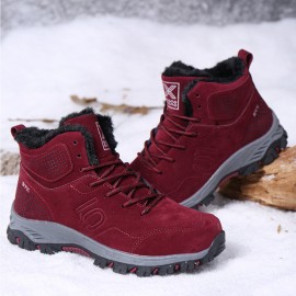 Women Casual Warm Lining Thick Sole Lace Up Ankle Snow Boots