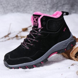Women Casual Warm Lining Thick Sole Lace Up Ankle Snow Boots