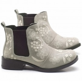 Women Retro Floral Embroidery Comfy Wearable Chelsea Ankle Boots
