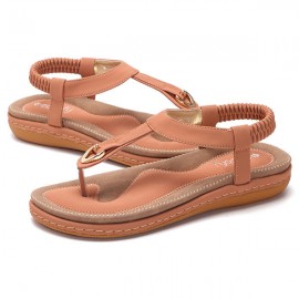 Women Comfortable Clip Toe Elastic Lightweight Slip On Summer Beach Flat Sandals