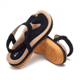 Women Comfortable Clip Toe Elastic Lightweight Slip On Summer Beach Flat Sandals