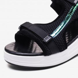 Women Mesh Stitching Hook Loop Casual Sports Wedge Sandals
