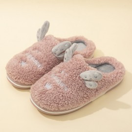 Women's Cute Antlers Warm Lining Casual Home Plush Slippers
