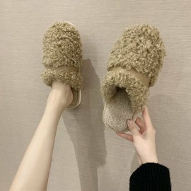 Women Warm Lined Non Slip Home Comfy Plush Cotton Slippers