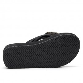 Women Bowknot Decor Comfy Soft Flat Platform Slides Slippers