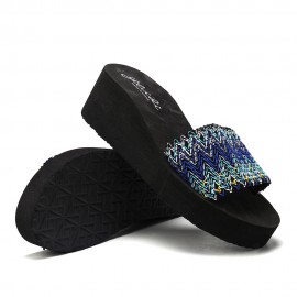 Women Colorful Wave Platform Opened Toe Slippers