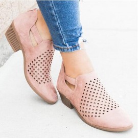 Large Size Women Pattern Hollow out  Suede Slip on Pumps